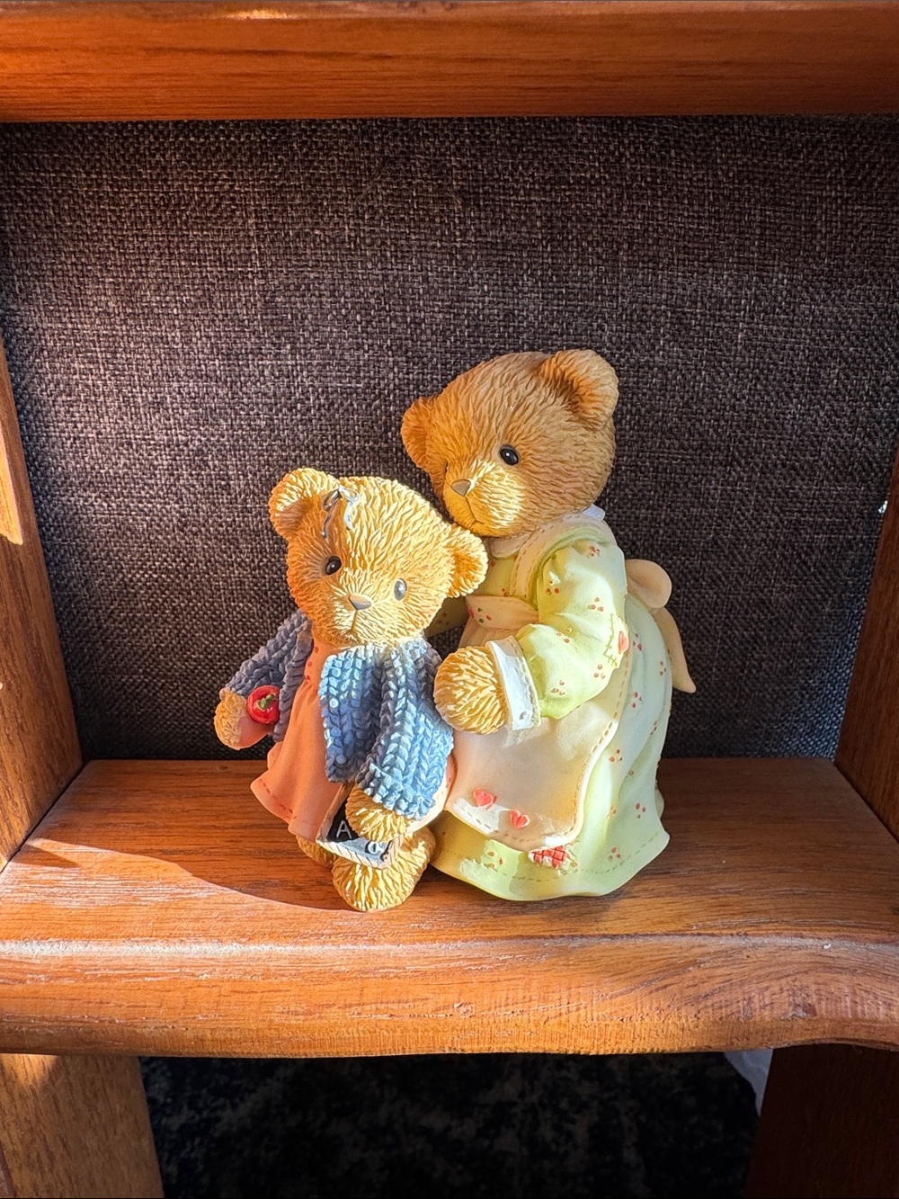 Cherished Teddies Yellow Bear Pair with Blue Sweater